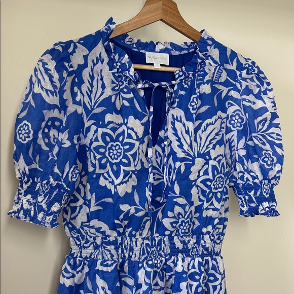 SUGARLIPS Marny Floral Rai Ruffle Mini Dress women’s medium - Picture 3 of 10